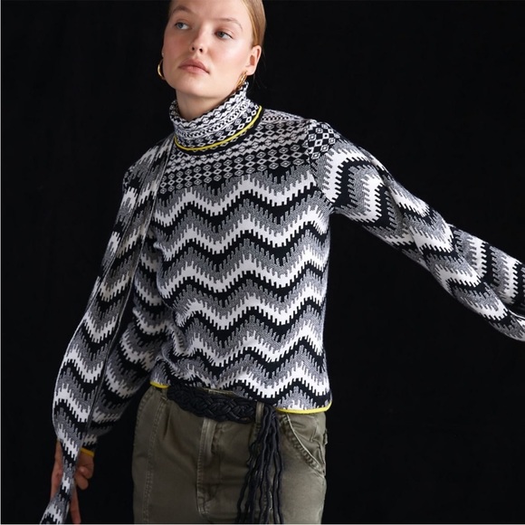 Anthropologie Maeve Geometric ski turtleneck sweater fair isle - Picture 1 of 7